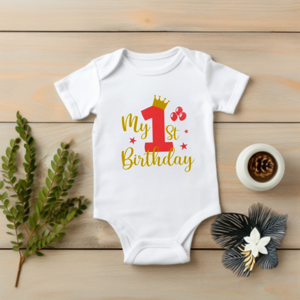 My First Birthday Onesie Newborn Cotton Bodysuit Pick a Joy UAE baby shop Pick A Joy