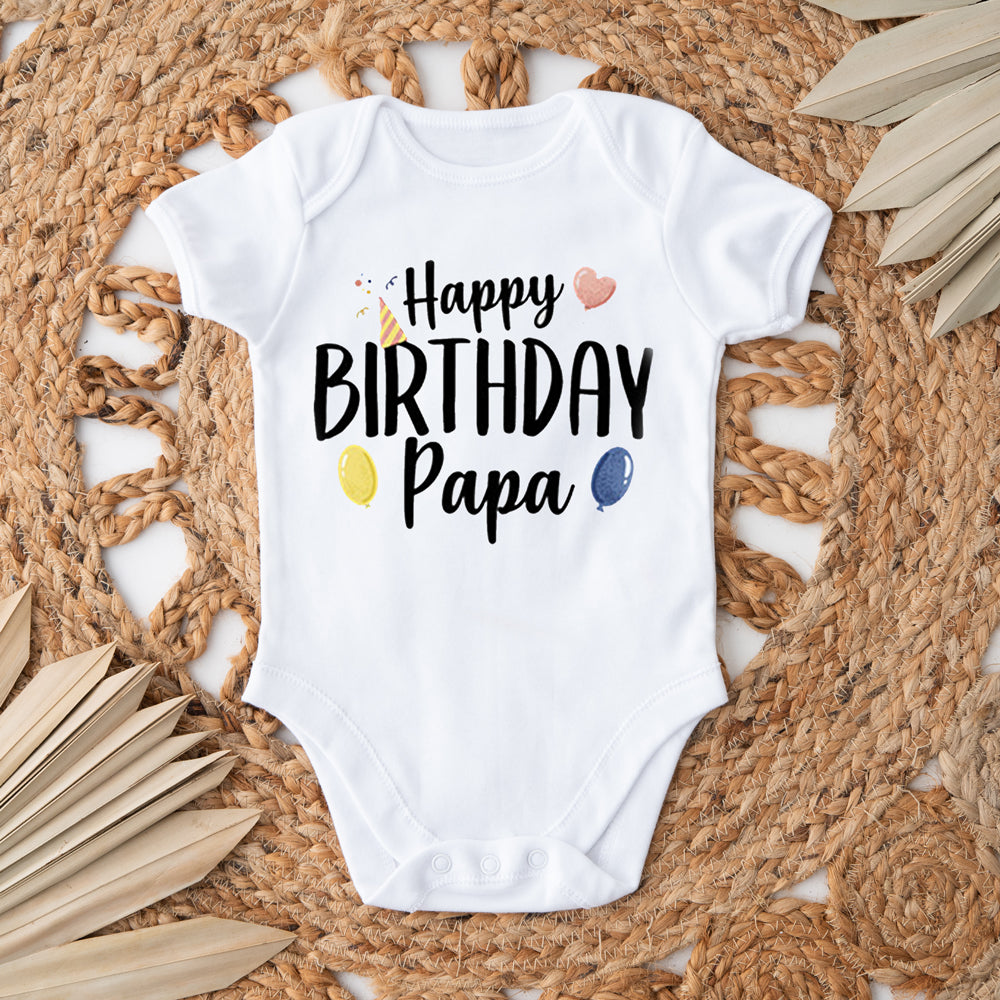 Happy Birthday Papa Cotton Onesie Bodysuit