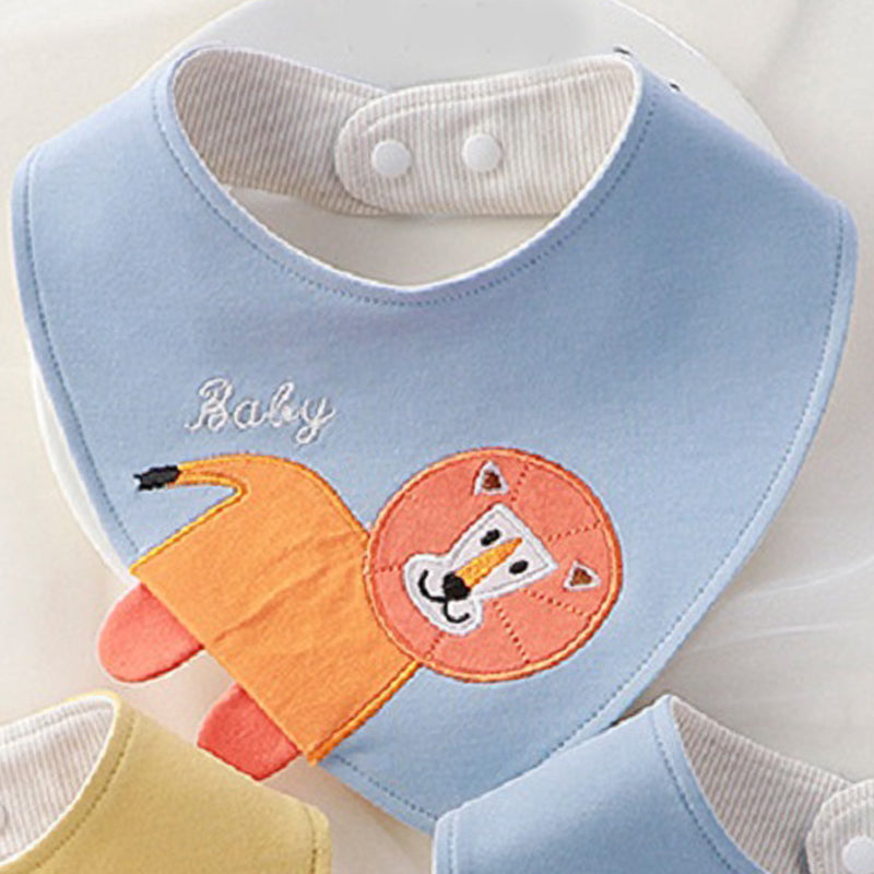 Blue - Lion design - stylish baby cotton waterproof bibs - gift for babies