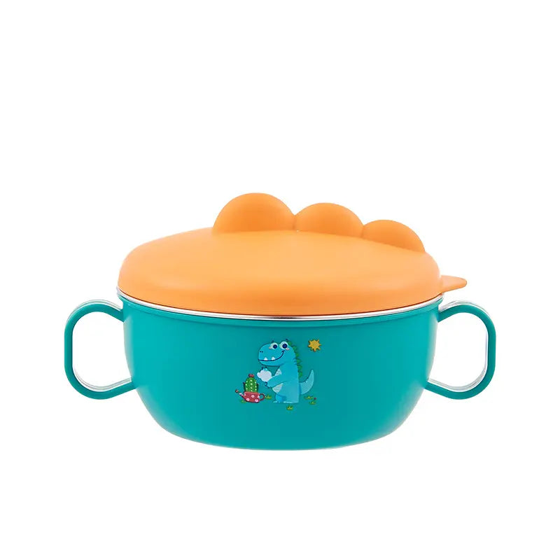 Dinosaur Stainless Steel Food Bowl with Lid