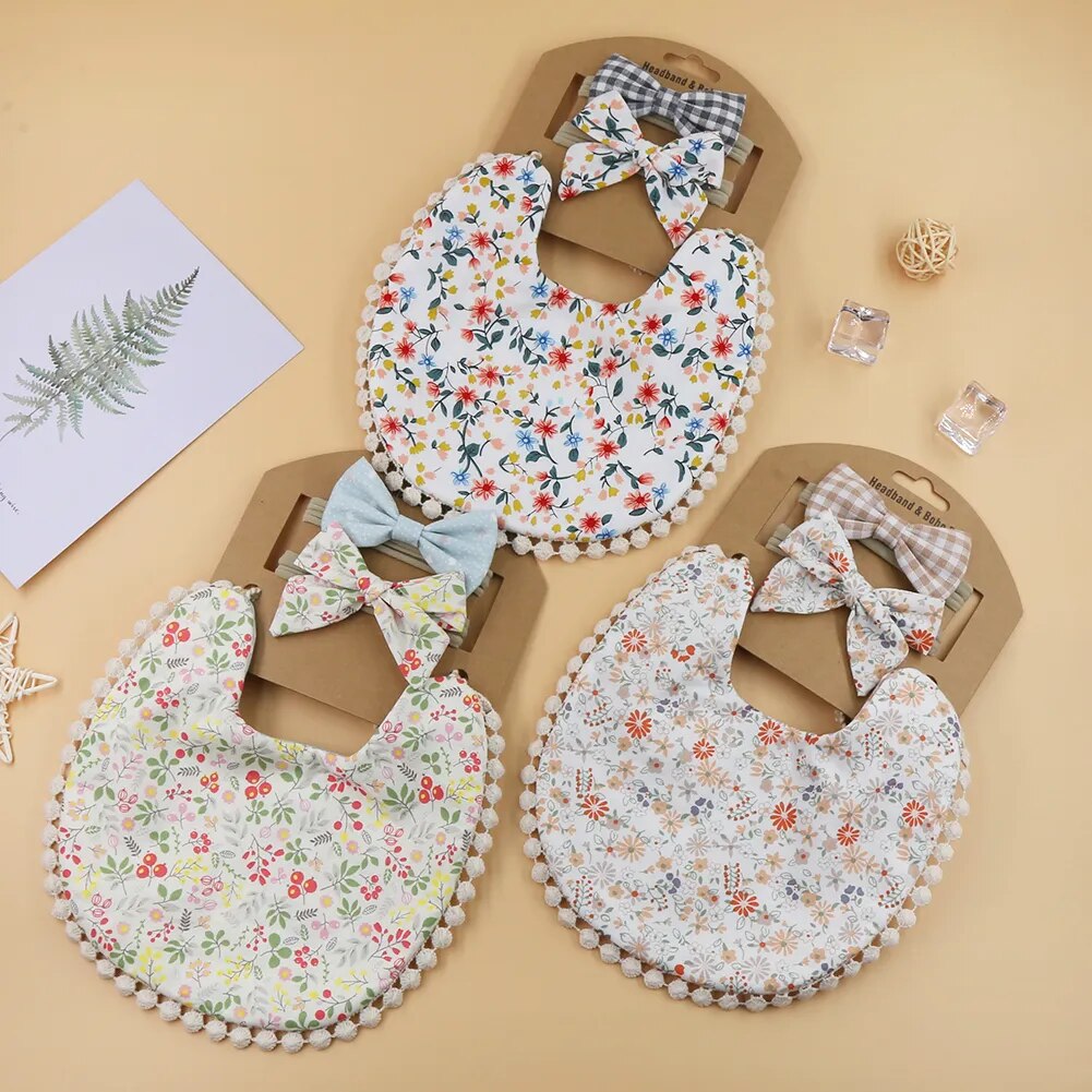Matching bib and bow for babies - cute baby accessories UAE perfect baby gift set
