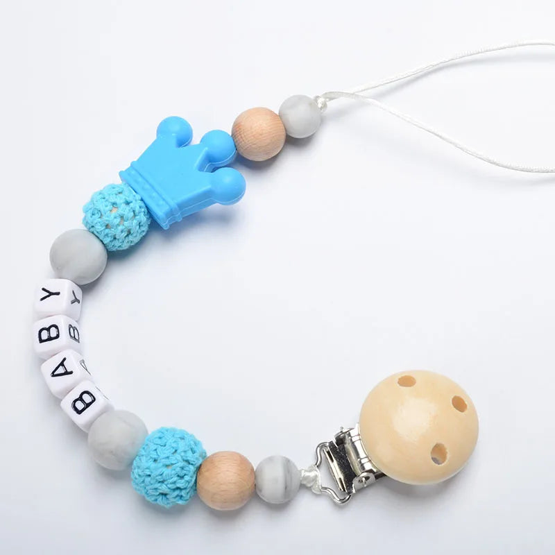 Crown Silicone Baby Pacifier Chain - Personalized