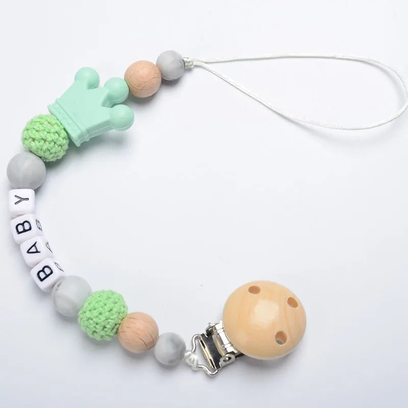 Crown Silicone Baby Pacifier Chain - Personalized