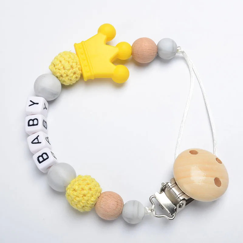 Crown Silicone Baby Pacifier Chain - Personalized