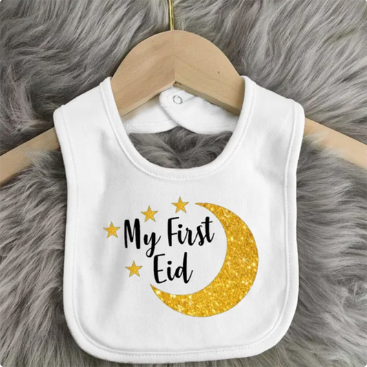 My First EID Sparkly Waterproof Cotton Bib