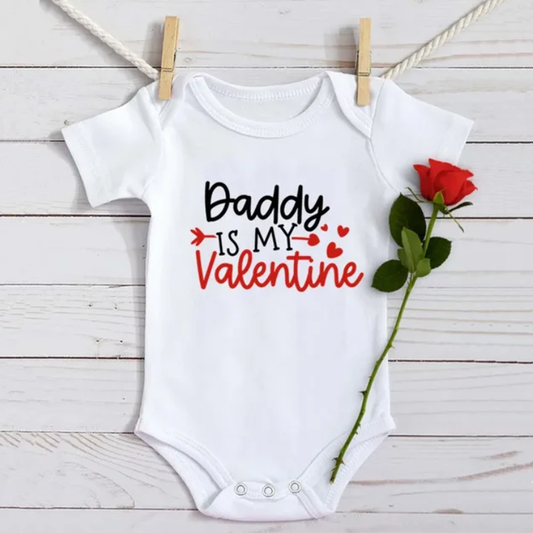 Daddy Is My Valentine Cotton Onesie Bodysuit