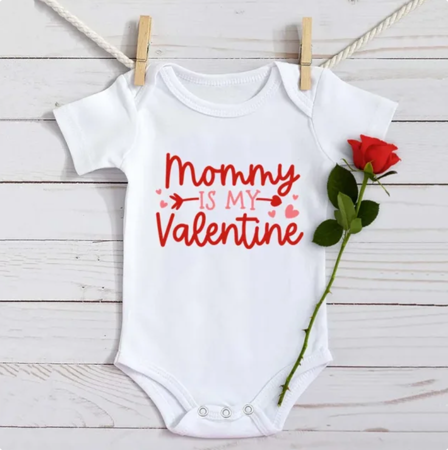 Mommy Is My Valentine Cotton Onesie Bodysuit