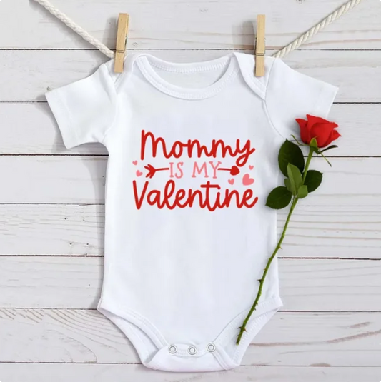 Mommy Is My Valentine Cotton Onesie Bodysuit