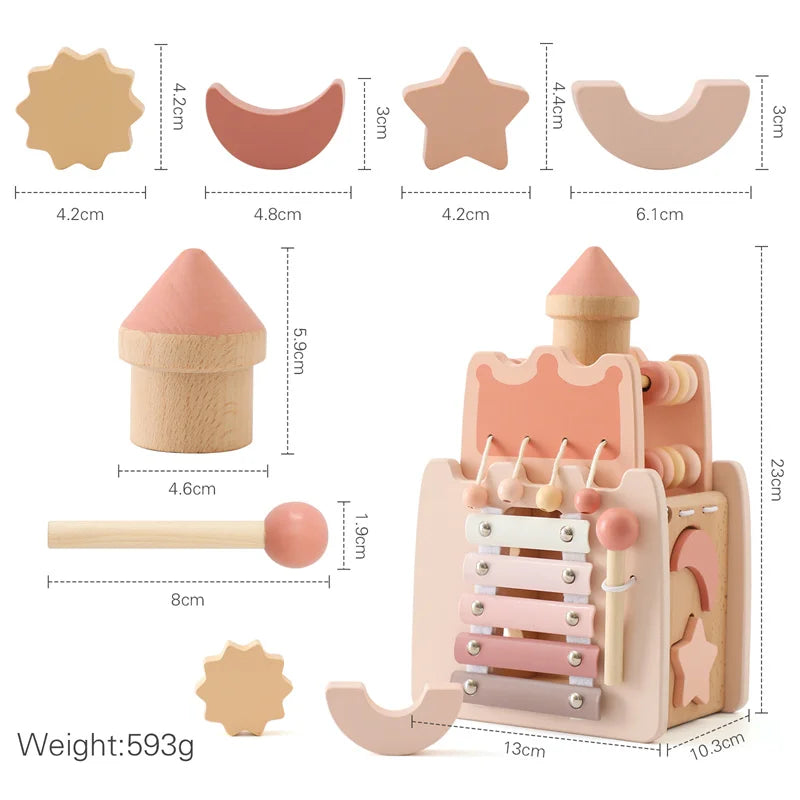 Dubai Online baby shop uae - best gift for Girl kids - Montessori Educational Wooden Pink Castle Top Quality Toy musical toy متجر دبي اون لاين للأطفال في الإمارات العربية المتحدة - أفضل هدية للفتيات الصغيرات - لعبة مونتيسوري التعليمية الخشبية ذات القلعة الوردية ذات الجودة العالية، لعبة موسيقية 