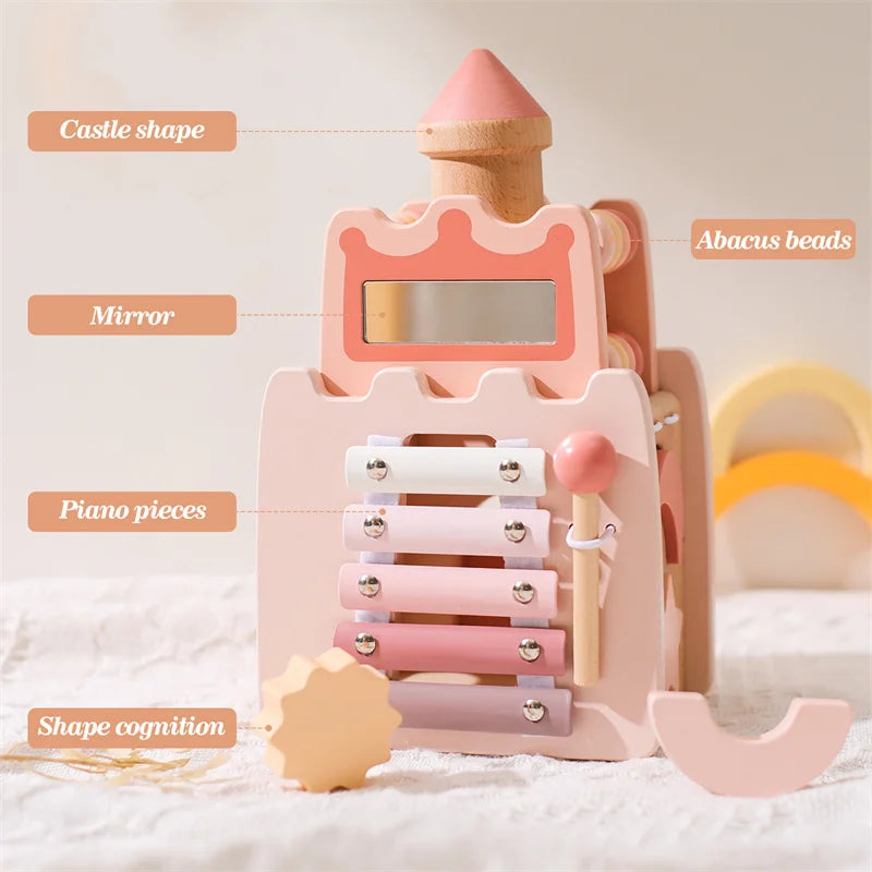 Dubai Online baby shop uae - best gift for Girl kids - Montessori Educational Wooden Pink Castle Top Quality Toy musical toy متجر دبي اون لاين للأطفال في الإمارات العربية المتحدة - أفضل هدية للفتيات الصغيرات - لعبة مونتيسوري التعليمية الخشبية ذات القلعة الوردية ذات الجودة العالية، لعبة موسيقية 