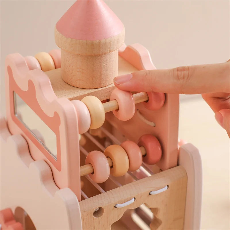 Dubai Online baby shop uae - best gift for Girl kids - Montessori Educational Wooden Pink Castle Top Quality Toy musical toy متجر دبي اون لاين للأطفال في الإمارات العربية المتحدة - أفضل هدية للفتيات الصغيرات - لعبة مونتيسوري التعليمية الخشبية ذات القلعة الوردية ذات الجودة العالية، لعبة موسيقية 