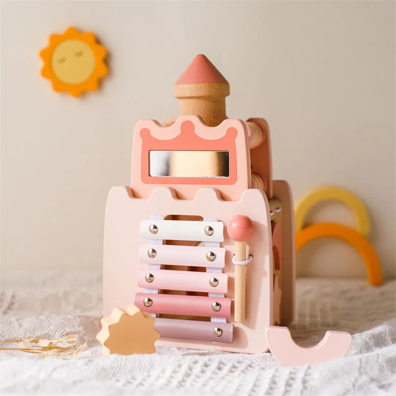 Dubai Online baby shop uae - best gift for Girl kids - Montessori Educational Wooden Pink Castle Top Quality Toy musical toy متجر دبي اون لاين للأطفال في الإمارات العربية المتحدة - أفضل هدية للفتيات الصغيرات - لعبة مونتيسوري التعليمية الخشبية ذات القلعة الوردية ذات الجودة العالية، لعبة موسيقية 