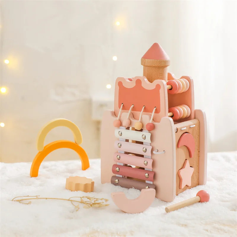 Dubai Online baby shop uae - best gift for Girl kids - Montessori Educational Wooden Pink Castle Top Quality Toy متجر دبي اون لاين للأطفال في الإمارات العربية المتحدة - أفضل هدية للفتيات الصغيرات - لعبة مونتيسوري التعليمية الخشبية ذات القلعة الوردية ذات الجودة العالية