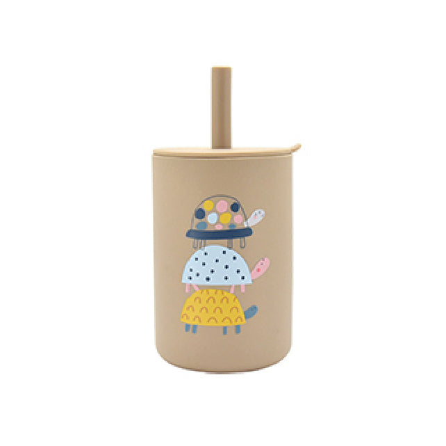 Toddlers Silicone Printed Straw Cups