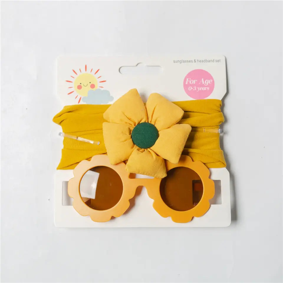 Flower Baby Headband With Matching Sunglasses - baby shop UAE