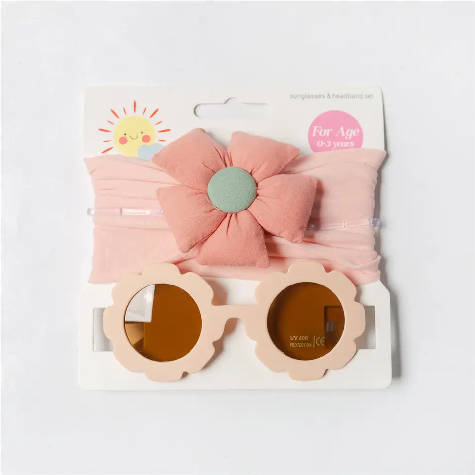 Sweet Flower Baby Headband With Matching Sunglasses