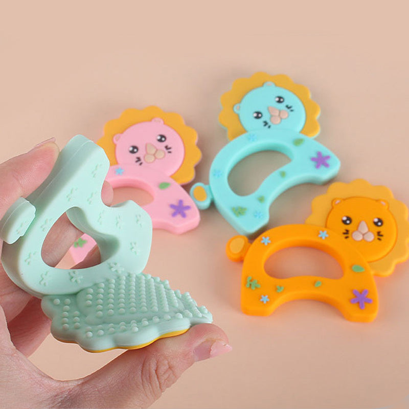 silicone lion teether is the perfect way to soothe your baby's gums while also helping them develop their motor skills. Made from soft, food-grade silicone, it is safe and durable for even the most teething babies. The teether also comes with a detachable chain, so you can easily attach it to your baby's clothes or stroller to keep it close at hand. Dubai Online baby shop uae babyshop baby store - best essential Baby necessities - teething baby medical teethers