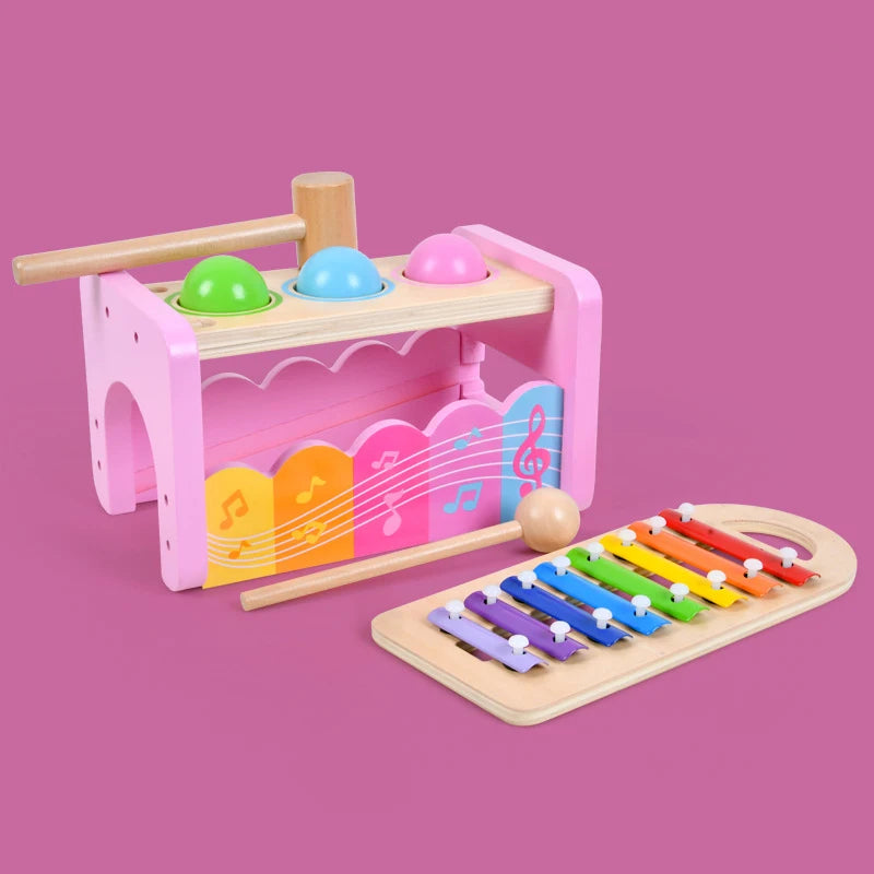 Educational Toy Montessori Musical Xylophone Pound and Tap Bench Wooden Toy Dubai UAE Abu Dhabi online shopping toys أداة تعليمية مونتيسوري موسيقية زيلوفون للطرق والضرب ومقعد خشبي للأطفال دبي الإمارات العربية المتحدة أبوظبي التسوق عبر الإنترنت الألعاب لعبة موسيقية وردية لعبة وردية للبنات pink musical toy pink toy toy for girls Dubai baby shop