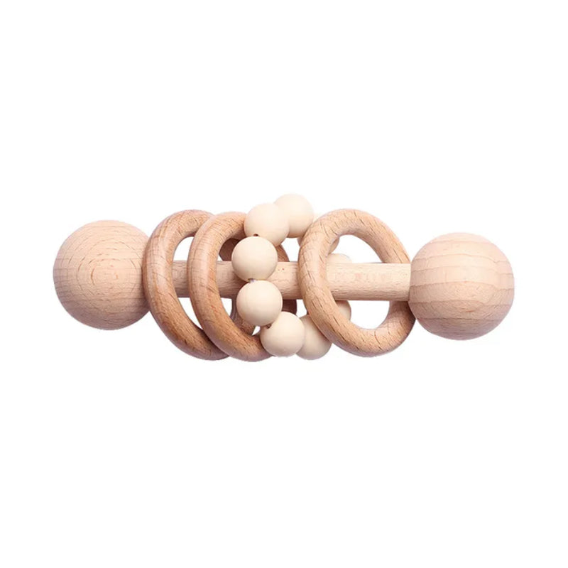 Beech Wooden Rattle Hand Bell Toy