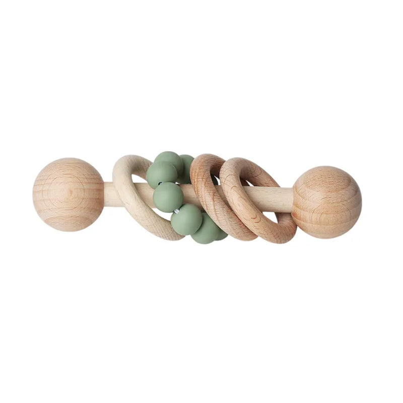 Beech Wooden Rattle Hand Bell Toy