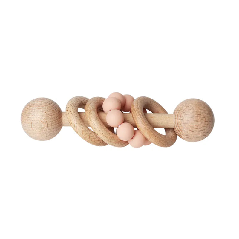 Beech Wooden Rattle Hand Bell Toy