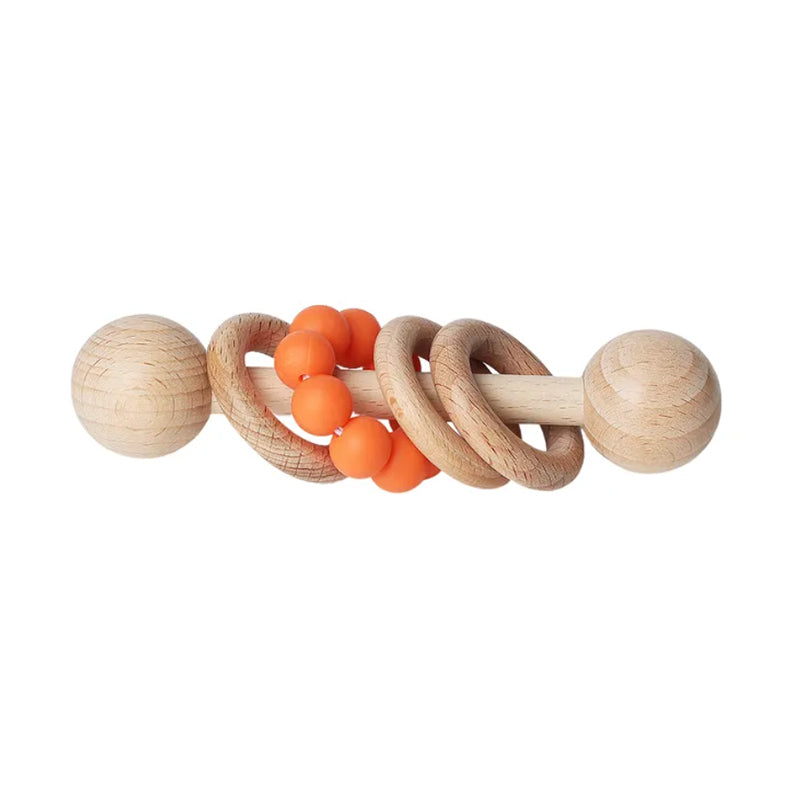 Beech Wooden Rattle Hand Bell Toy