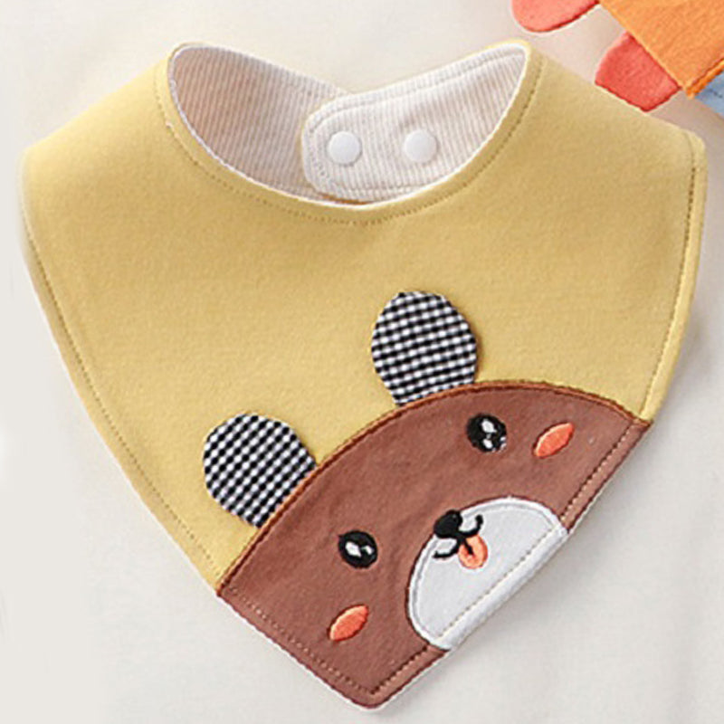 Bear - yellow stylish baby cotton waterproof bibs - gift for babies