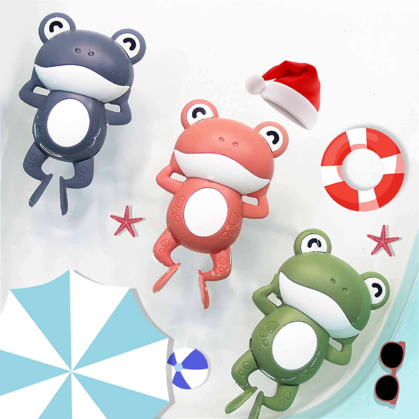 Frog Baby Bath Toys - Set of 3